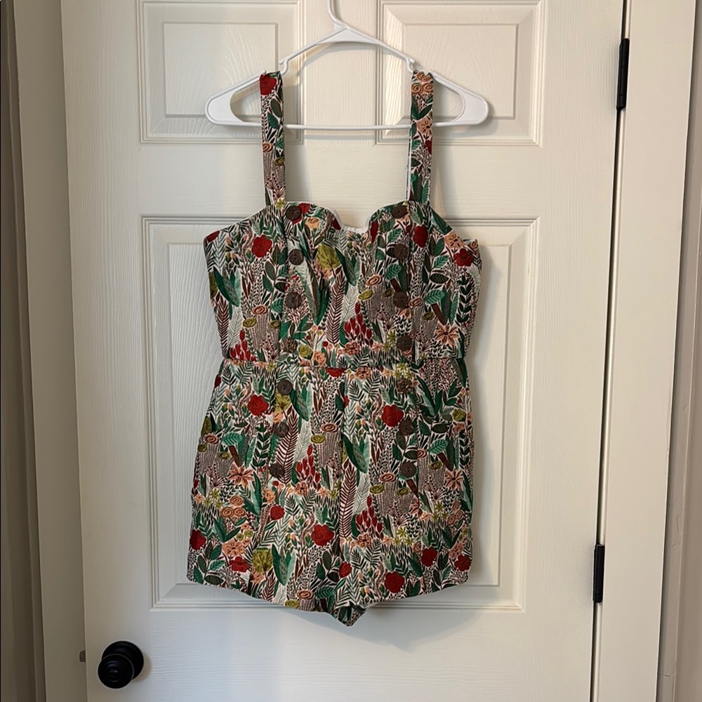 Hutch Green and Red Floral Jumpsuit with Thin Straps